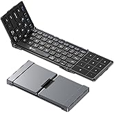 iClever Foldable Bluetooth Keyboard, BK18 Portable Keyboard with Touchpad and Number Pad, Rechargrable Folding Wireless Travel Keypad Compatible with iPad, iPhone, Smartphone, Tablet, Laptop