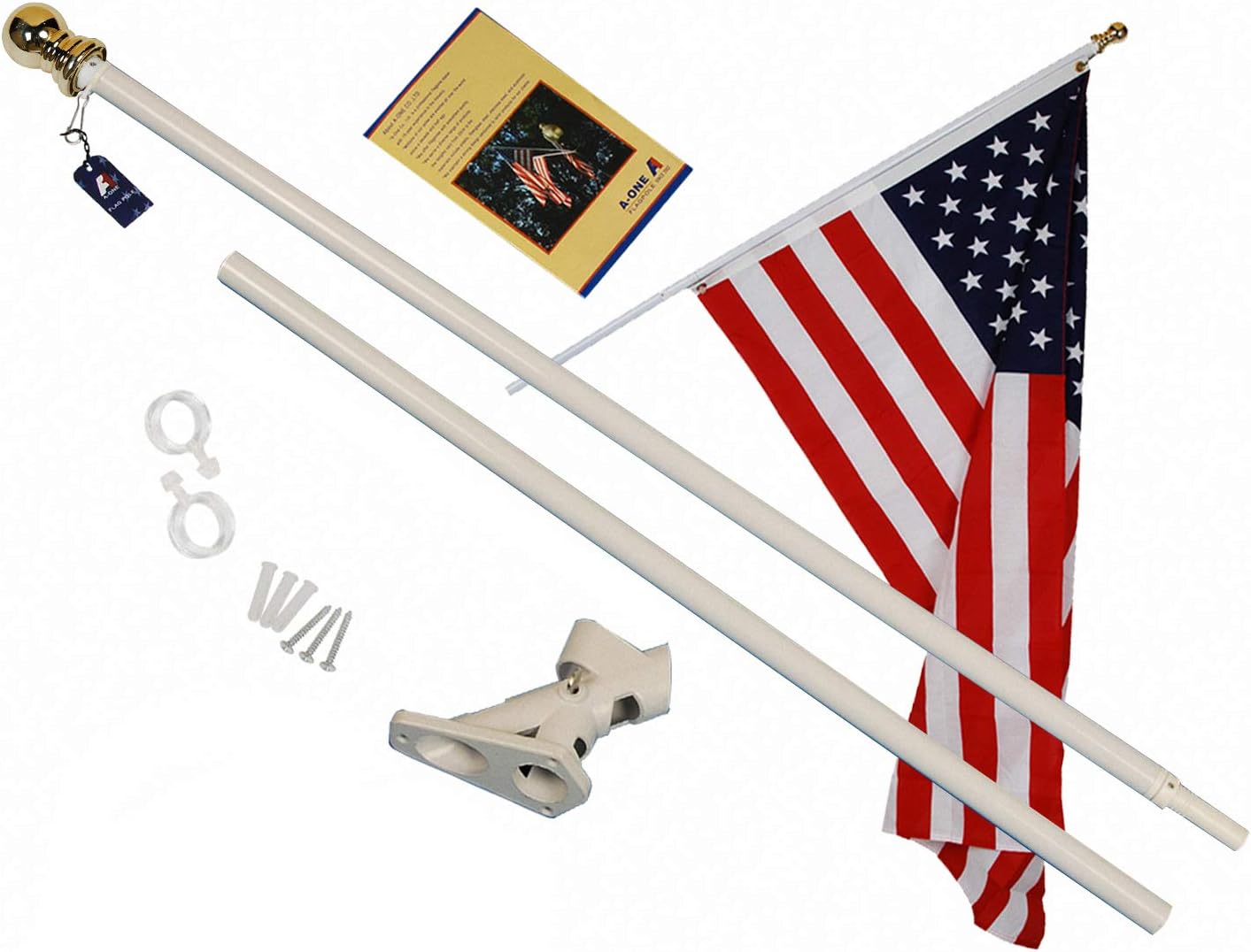 AONE 5Ft Tangle Free Spinning Flag Pole, Deluxe Aluminum