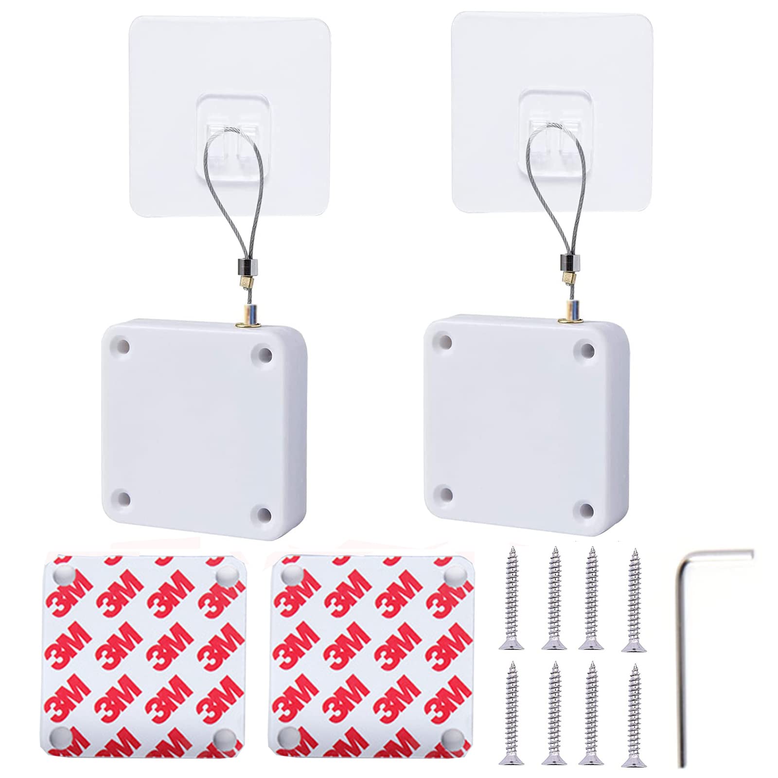 Exbrith Pack of 2 Door Closer Punch- Multifunctional Sensor Door Closer Automatic Door Closer for Most Doors, Left and Right Opening Doors, Wooden and Metal Doors