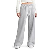 HeSaYep Women's Wide Leg Sweatpants Elastic High Waist Loose Sweat Pants Straight Leg Drawstring Trousers with Pockets