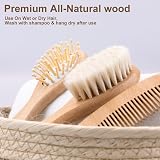 Personalized Wooden Baby Hairbrush & Comb Set Goat Bristles - Cradle Cap Care view 6