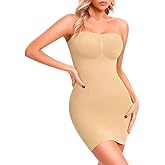 fortix Strapless Shapewear Slips for Under Dresses Strapless Full Body Shaper Tummy Control Dress Slip Seamless