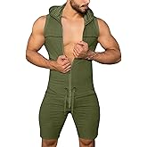 Panegy Men's Workout Tracksuit Jumpsuit Sleeveless One Piece Romper Work Athletic Onesie Plus Size