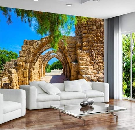 Amazon Wkxzz 壁の背景装飾画 ヴィンテージアーチ遺跡モニュメント壁画テレビの背景カスタム壁画不織布壁紙 0x140cm 壁紙