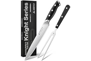 Carving Knife Set - Arrtcy 2 PCS Carving Knife and Fork for Turkey, BBQ - Razor Sharp German Stainless Steel Carving Set with
