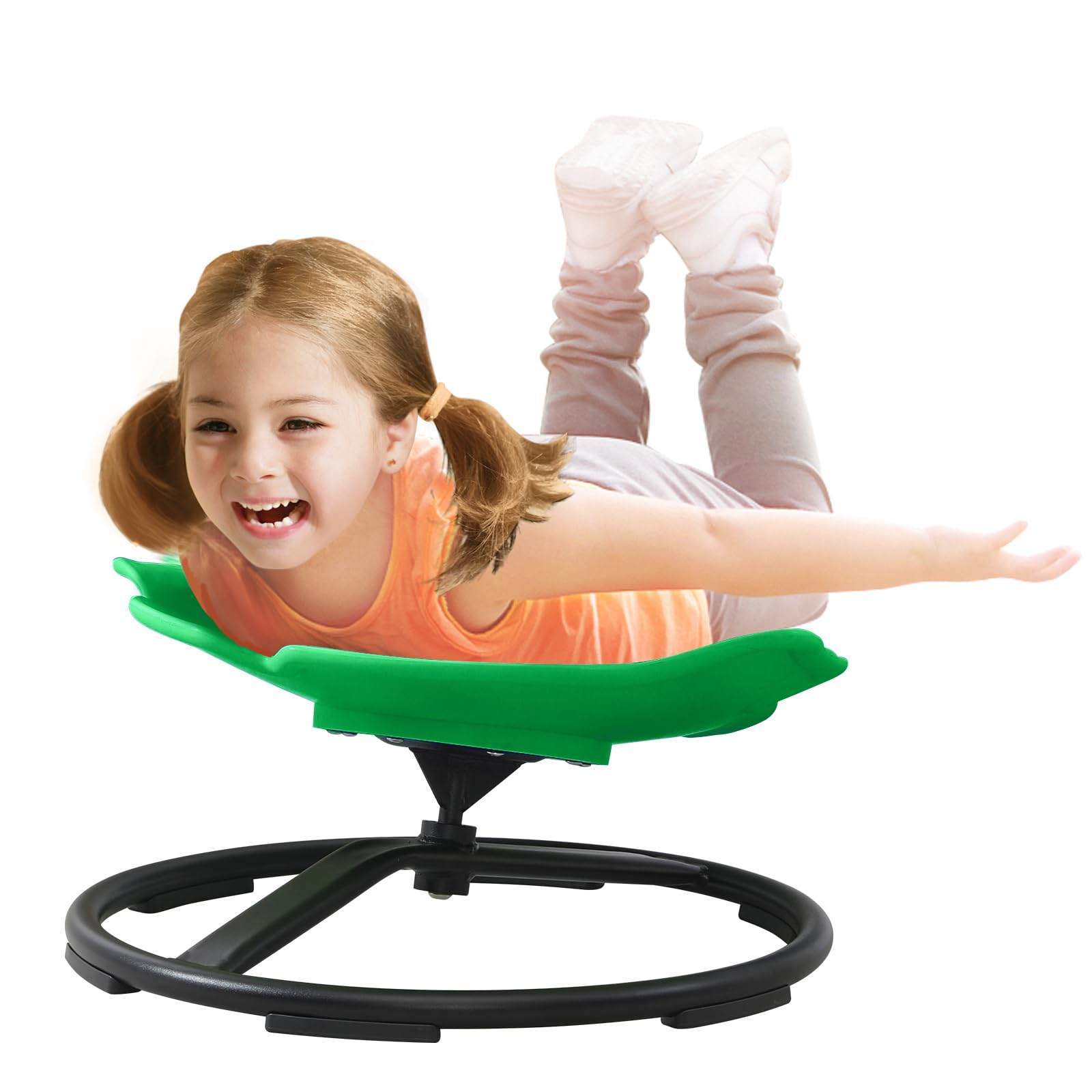Photo 1 of Sensory Spinning Chair for Kids with Autism & ADHD, Swivel Chair for Indoor/Outdoor Use, Sit and Spin Toys, Fish-Shaped Sensory Chairs for Autistic Children, Training Body Coordination (Green)