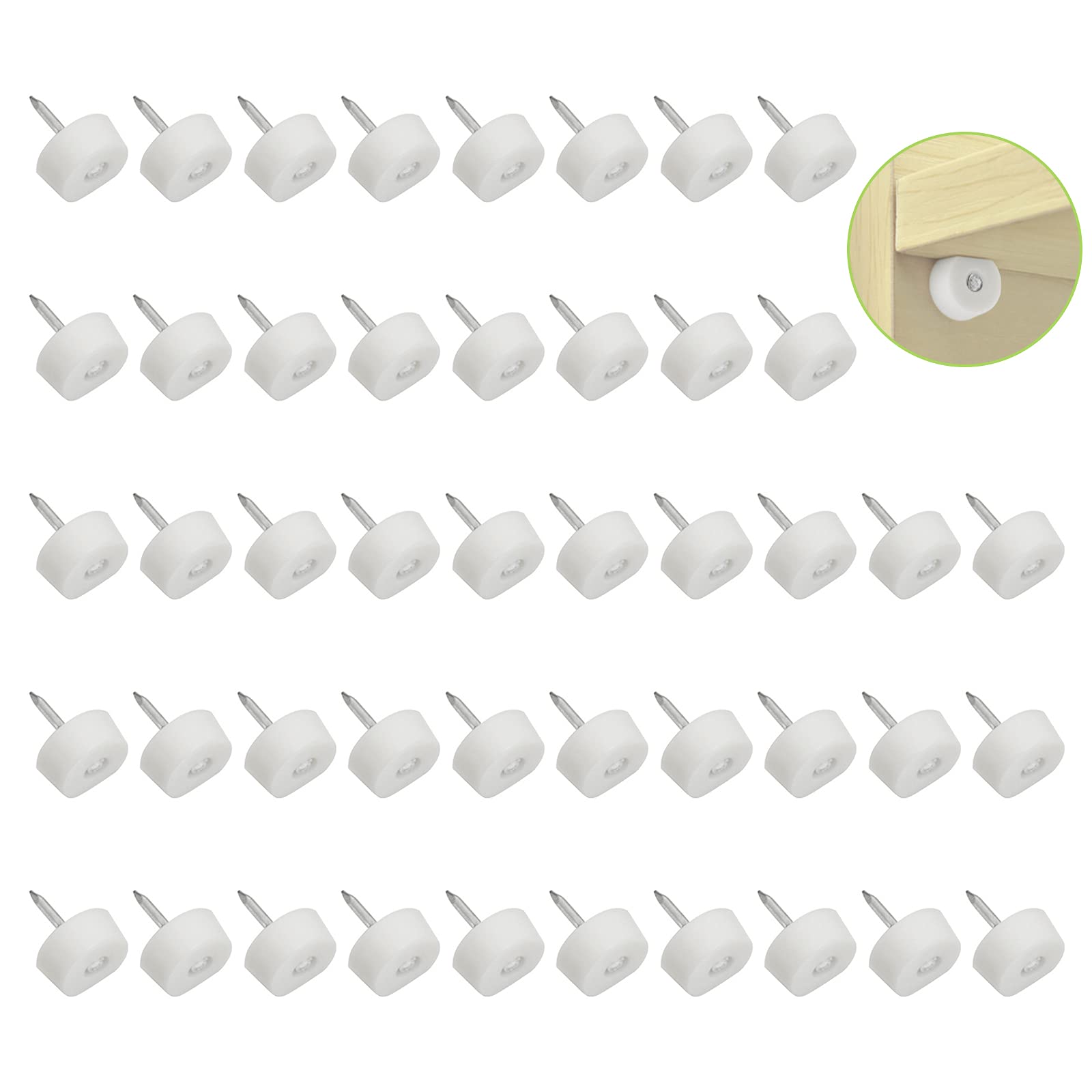 UFURMATE Shelf Pegs, 50Pcs Plastic Glass Wood Shelf Holder Pins Cabinet Shelf Support Pegs Shelf Bracket Nail Holder for Wardrobe, Showcase, Bookcase (White)