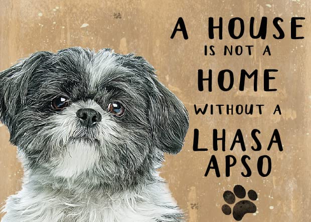 Small (150 x 200mm) Metal Sign - A House is Not a Home - Lhasa Apso