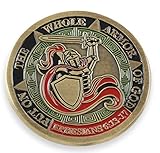 Put On The Whole Armor of God Ephesians 6:13-17 Antique Gold/Silver Challenge Coin Shield Knight Sword Prayer Token (1 Antique Gold Coin)