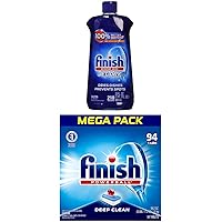 Finish - Jet-Dry Rinse Aid, 23oz, Dishwasher Rinse Agent & Drying Agent and All in 1, 94ct, Dishwasher Detergent…