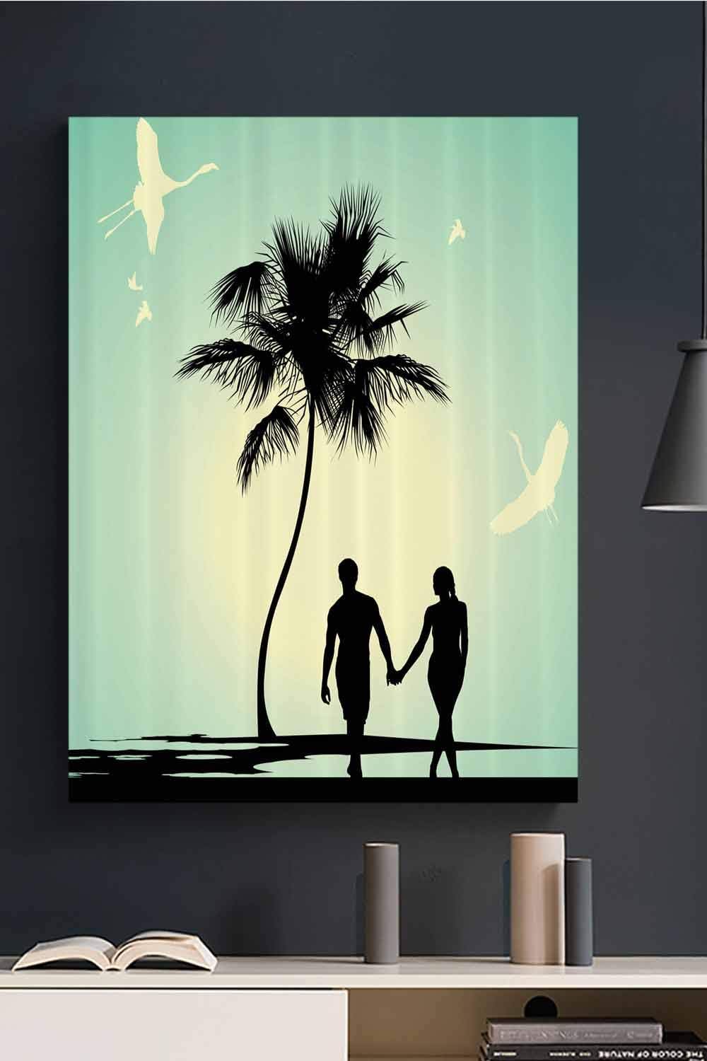 Married Couple Walking Wall Stickers, Removable Flower Wall Decals Bedroom Living Room Wall Art Decor, 12W x 18H Inches(Longitudinal Direction)