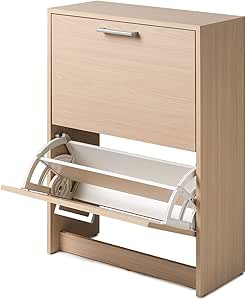 MUEBLECASA.COM Zapatero 2 Puertas Roble, Madera, 82cm x 60cm x 25cm