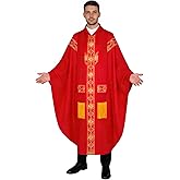Cosearlm Church Catholic Priest Unisex Priest Costume with Stole Chasuble for Catholic Priests Clergy Robes for Men