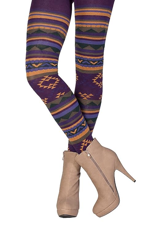 CRÖNERT Strumpfhose Strickstrumpfhose Design Azteke72204 violett