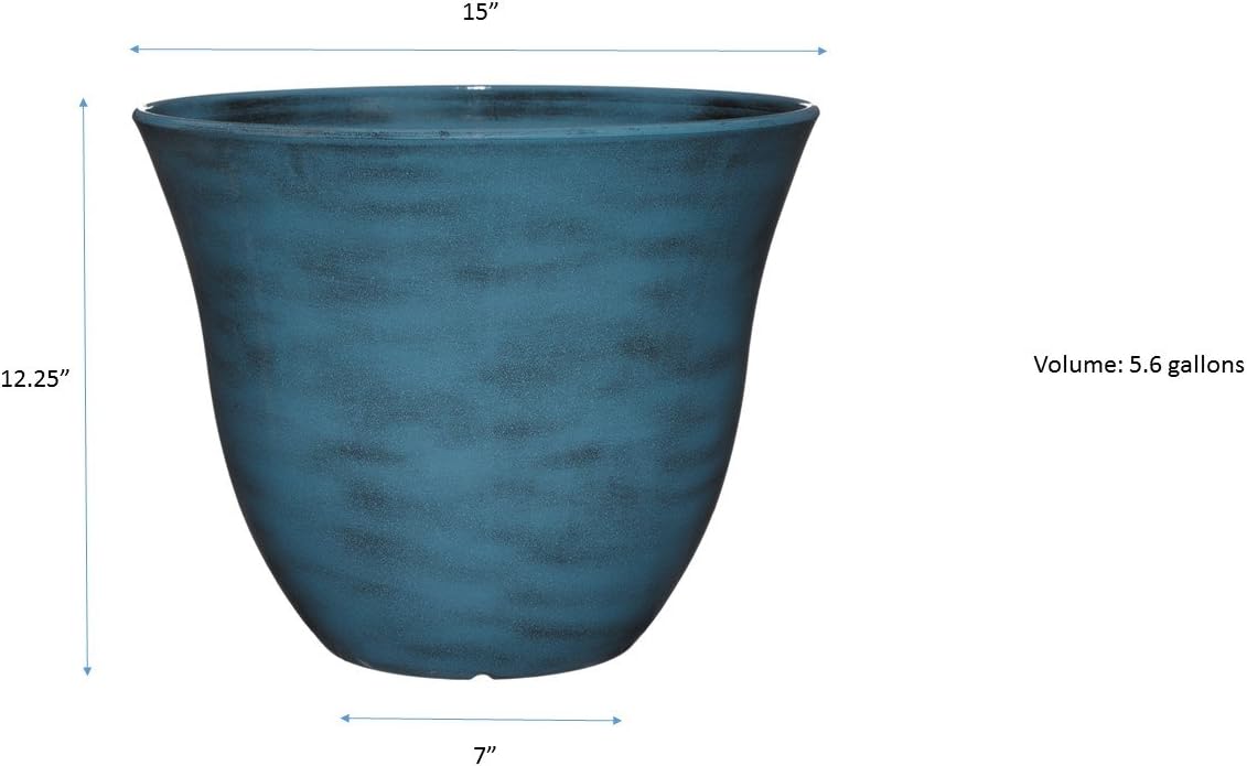 Classic Home and Garden Honeysuckle Planter, Patio Pot, 15" Blue Jean : Garden & Outdoor