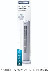Status 32-Inch Oscillating Tower Fan, 3 Speed Settings, Portable White view 7