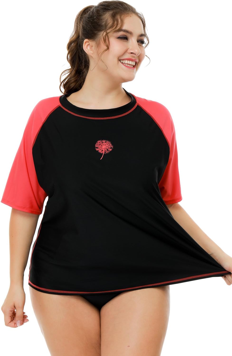Sociala Women's Plus Size Rash Guard Short Sleeve Swim Shirt Rashguard Swimwear
