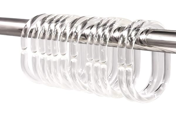 Top-spring 24 Packs Shower Curtain Rings Plastic C Hook Hanger for Bath Drape Loop Clip Glide Bathroom Shower Window Rod (Cle