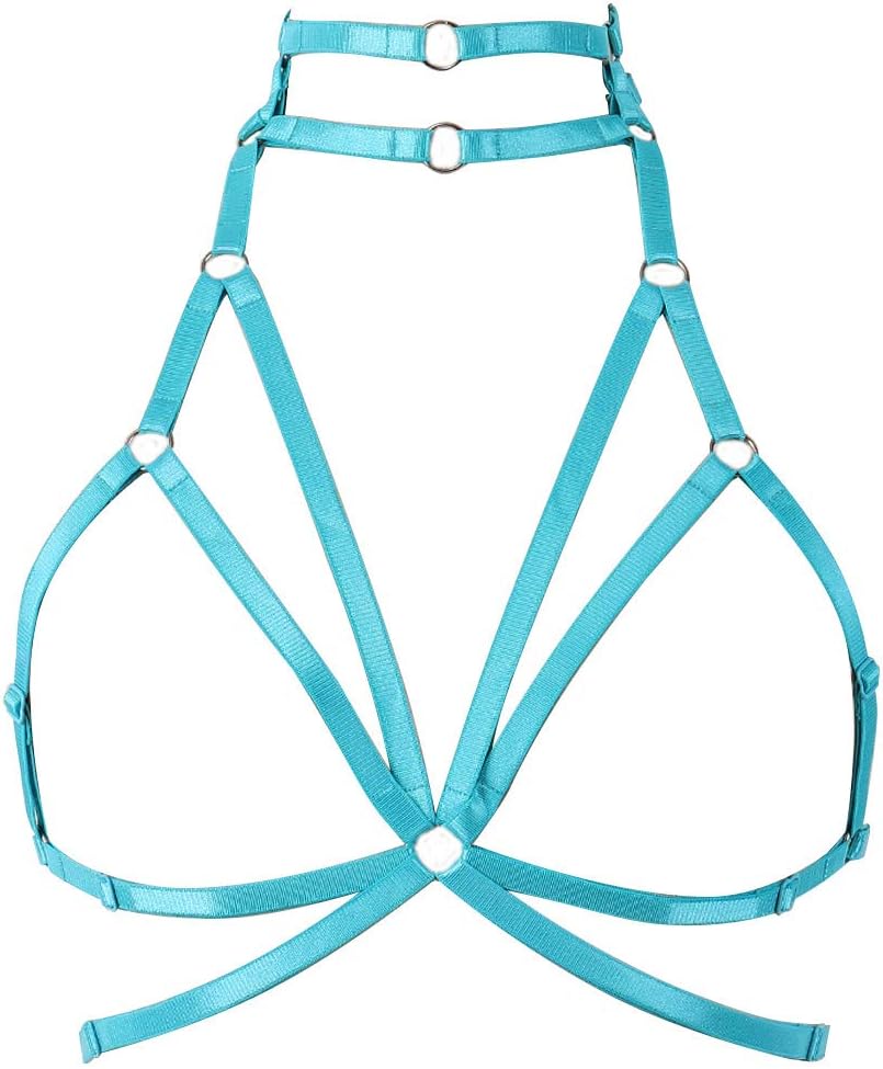Body harness for women Bra Goth Stretchy fabric Halloween Plus size Punk Chest strap belt Festival rave Lingerie cage