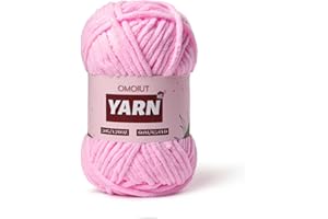 OMOIUT Plush Chenille Chunky Crochet Yarn - Baby Yarn for Crocheting Soft - Velvet Yarns Knitting for Blankets Crafts - Fluffy Amigurumi Yarns 50g / 65.6yd (Dark Pink)