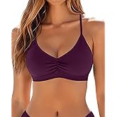 Women Bikini Top - V Neck Swimsuits Top Only Crisscross Bathing Suit Swim Bra Padded