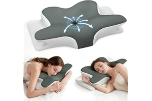 BUWAN Cervical Neck Pillow, Ergonomic Contour Memory Foam Pillow with Cooling Breathable Case, Neck and Shoulder Support for 