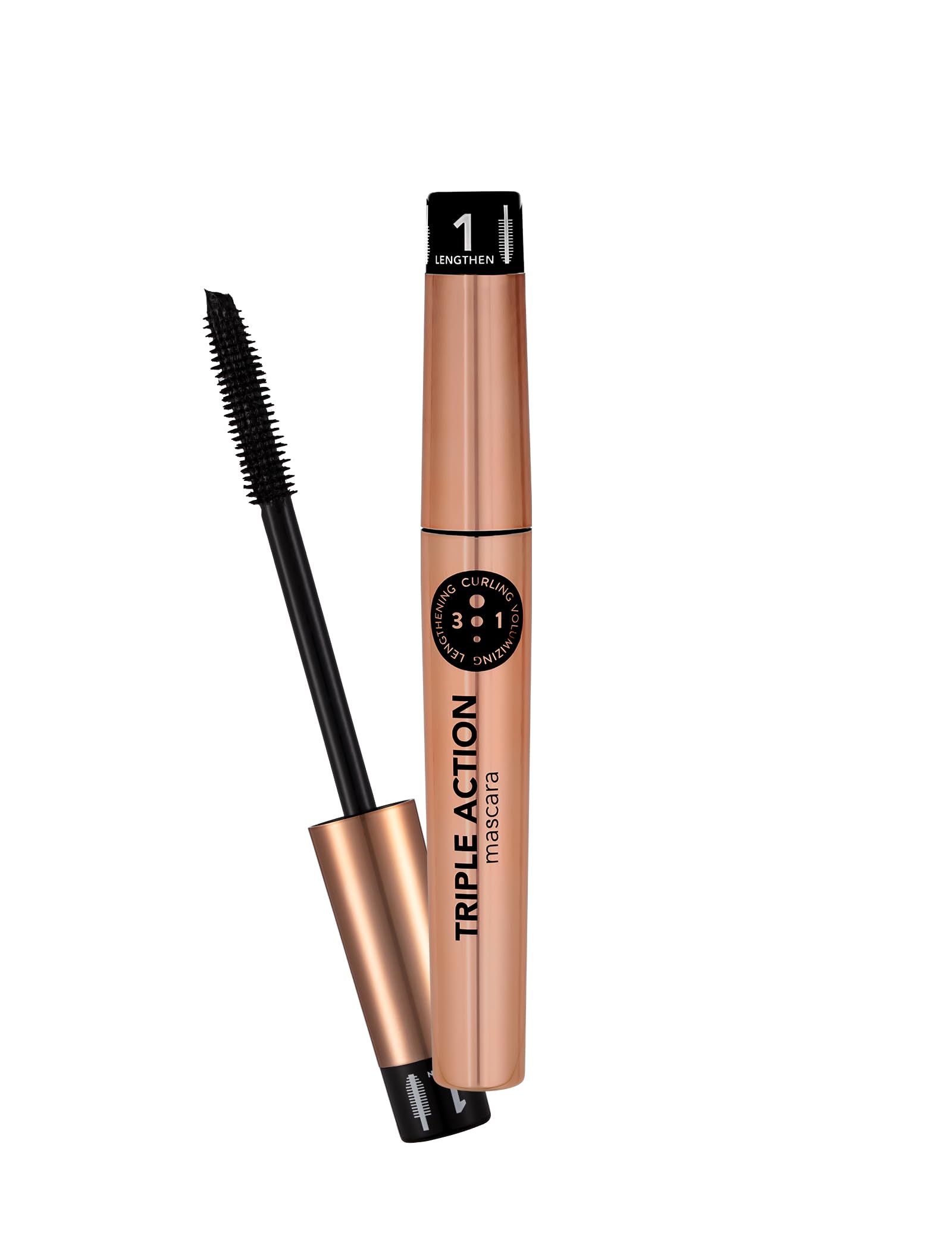 Flormar Triple Action Mascara - Black - Provides Extended, Curled, and Volumized Lashes