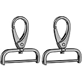HARFINGTON 2Pcs Detachable Snap Hook Swivel Clasp 1 1/2" D Ring with Swivel Lobster Claw Clasps Hook for Purse Strap Keychain Bag DIY Craft, Gunmetal