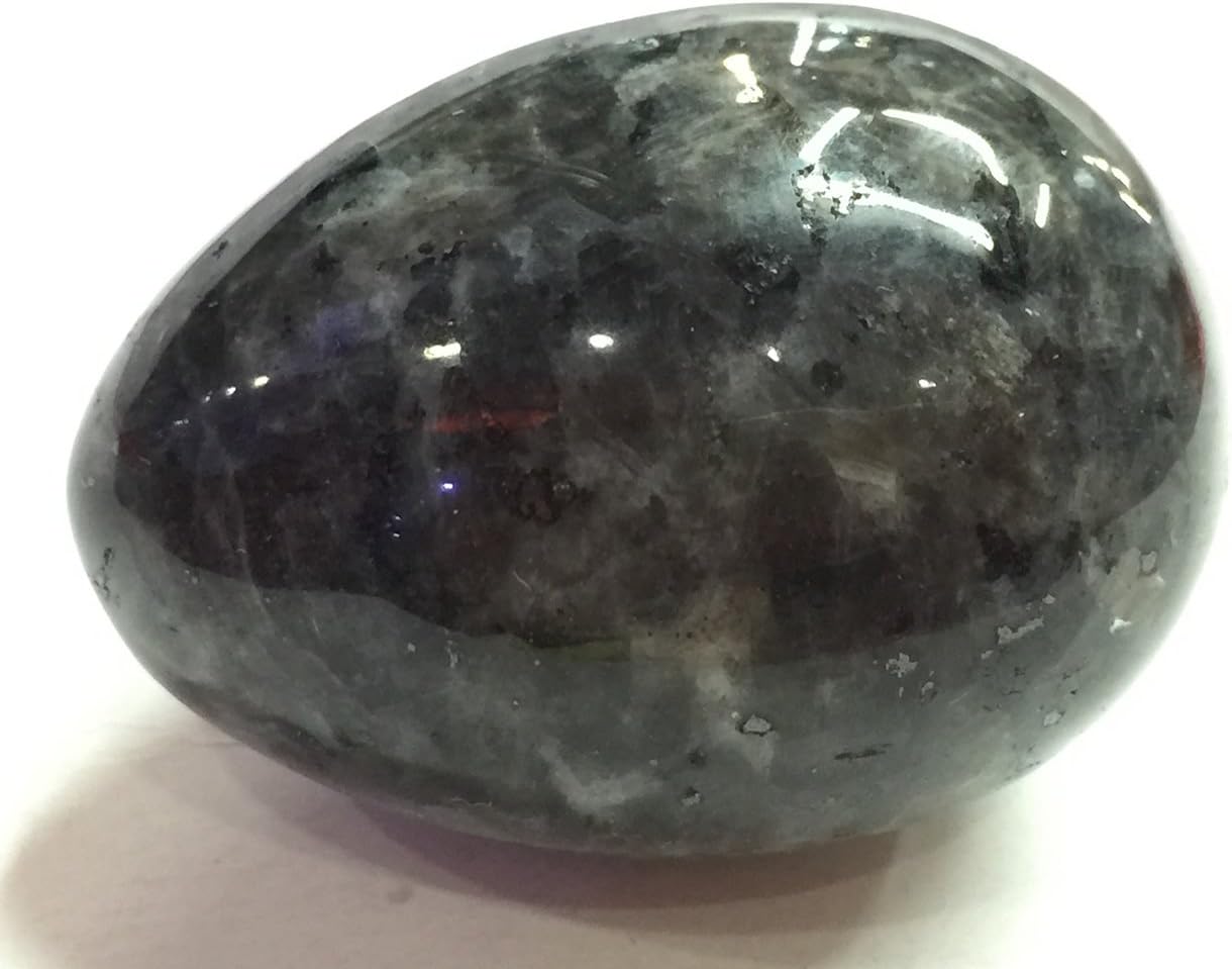 Genuine Gemstone Crystal Eggs Handcrafted Carved Various Colors for selection Fengshui Crystal with egg stand (Black Labradorite)