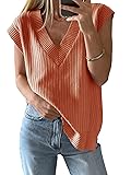 Saodimallsu Womens V Neck Sweater Vest Oversized