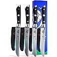 Dalstrong Steak Knives-4pc- Serrated Blade-Gladiator Series Elite-Forged German High-Carbon Steel-Table Dinner Kitchen Knives-Sheaths-Razor Sharp - Dinner Set-NSF Certified
