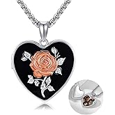 SNOWELLE Rose Locket Necklace 925 Sterling Silver Heart Locket Pendant That Holds Pictures Keep Someone Near to You Photo Locket Jewelry Gift for Women