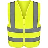 Neiko High Visibility Safety Vest ANSI Class 2, No Pocket, Neon Yellow, Small (S)