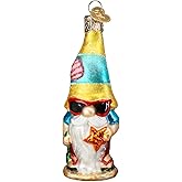 Old World Christmas Seaside Gnome Glass Blown Ornament for Christmas Tree, Handcrafted Holiday Decoration, Gnome Collection