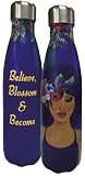Shades of Color Stainless Steel Bottle, Believe, Blossom & Become, 10 x 10.5 inches (SSB137), 17 fl oz
