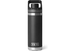 YETI Rambler 18 oz Leakproof Bottle with Flip Chug Cap, Black | Double-Wall Vacuum Insulated, 100% Leakproof Magnetic C-Lock, Lockable Covered Spout, 18/8 Stainless Steel, Cupholder Fit