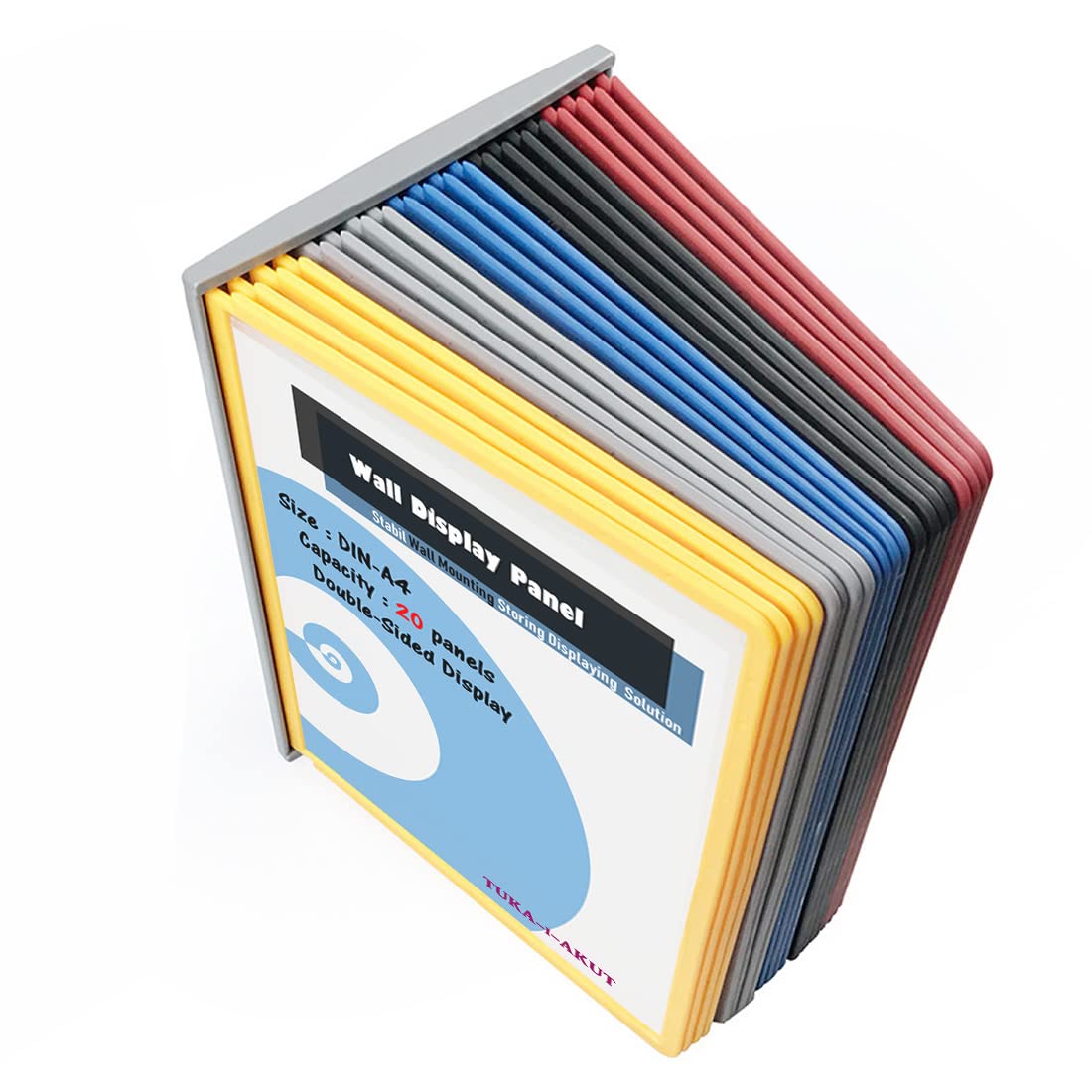 TUKA-i-AKUT Wall Display Panel System 20 Panels A4, Wall Lectern Display Panel Display Board System, for Storing Consultation and Presentation Documents. Assorted Colours, TKD8222-20x Bunt — image 1