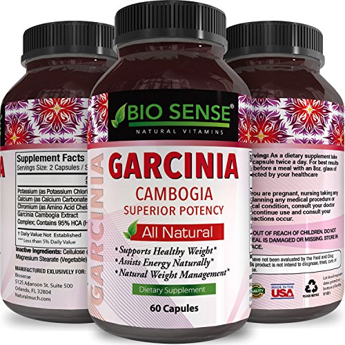 Potent Garcinia Cambogia 95 HCA â€“ Pure Weight Loss Pills For Men And Women â€“ Improve Energy And Focus â€“ Appetite Suppressant + Burn Belly Fat â€“ Garcinia Cambogia Extract By Bio Sense
