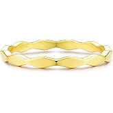 BLOSSOM & HUE Milgrain Stacking Ring - Rhodium - Gold Plated Sterling Silver Dainty Diamond Shape Ring Minimalist Stacking Ring [Hypoallergenic]