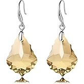 Austrian Crystal Baroque Teardrop Dangle Hook Earrings for Women 14K Gold Plated Drop Earring Hypoallergenic Jewelry