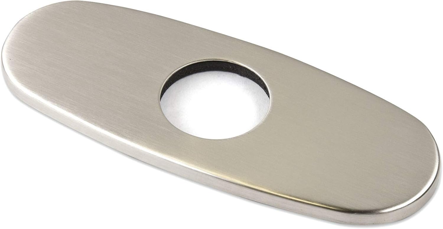 Decor Star PLATE-7B Bathroom Vessel Vanity Sink Faucet 6" Hole Cover Deck Plate Escutcheon Brushed Nickel