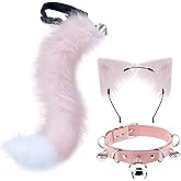 QinRuan Faux Fur Cat ears and Tail & Bell Collar Set Anime Cosplay Party Costume Accessories