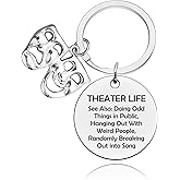 Baipilu Theater Gifts for Women Drama Theater Gifts Keychain Drama Theater Lover Gift Drama Teacher Gift Comedy Tragedy Theatre Drama Keychain Drama Actor Actress Gifts for Women Men Theater Keychain