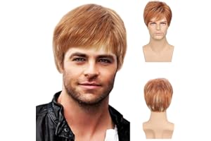 Baruisi Mens Wig Short Light Brown Costume Hair Replacement Synthetic Cospaly Halloween Hair Wigs