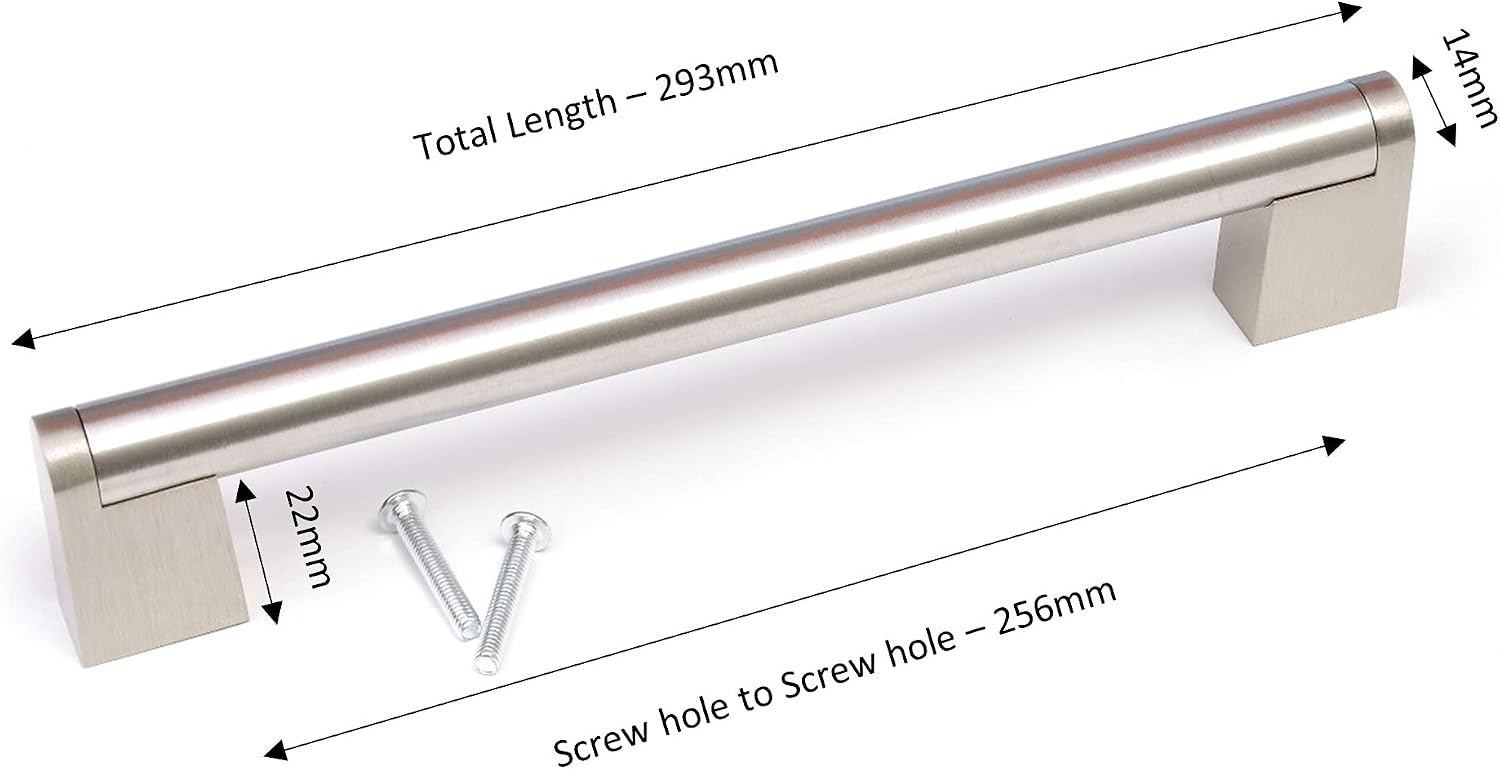 BSM Marketing Kitchen Cupboard Cabinet Boss Bar Door Handle Brushed Stainless Steel (20, 256mm), Silver - Image 4