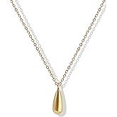 Zikichiky 14K Gold Plated Teardrop Pendant Necklace for Women-Dainty Golden Long Water Drop Necklace Wedding Fashion Jewelry Minimalist Gifts