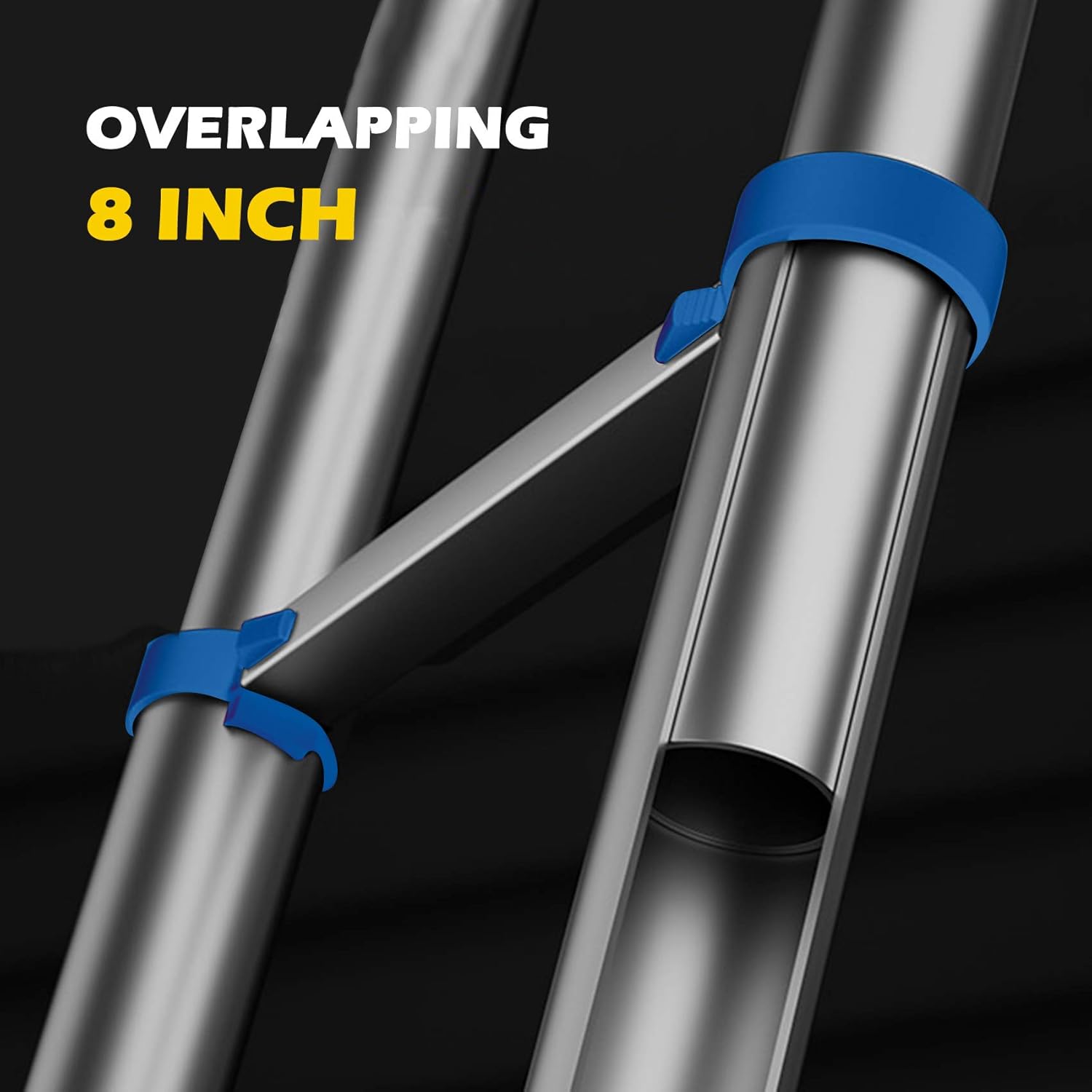 16.5 Ft Telescoping Ladder, Extension Ladder, A-Frame Portable Folding Ladder Aluminium Lightweight 330lb Load Capacity with Support Bar Anti-Slip - - 