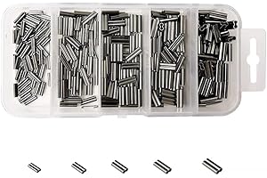 Milepetus 300pcs/box Copper High Strength Double Barrel Crimp Sleeves Copper Tube Fishing Line Connector Kit,Size 0.8-2.2mm