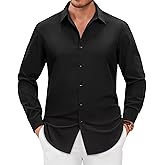 Alimens & Gentle Men's Dress Shirts Long Sleeve Wrinkle Free Stretch Solid Formal Business Button Down Shirts