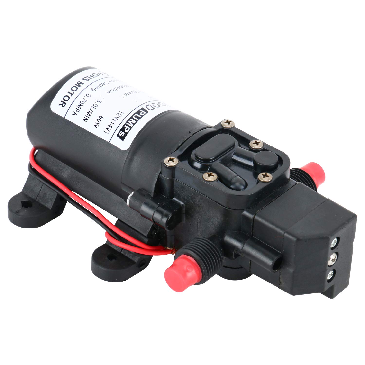 Amarine-made 12V Water Pressure Diaphragm Pump 5.0 L/min 1.3 GPM 60W Self Priming RV Booster Sprayer Pump Micropump For Home Garden Caravan/RV/Boat/Marine